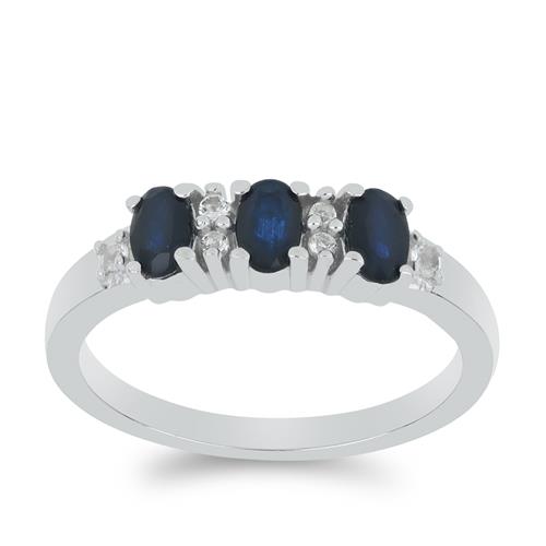 BUY STERLING SILVER REAL BLUE SAPPHIRE GEMSTONE RING 